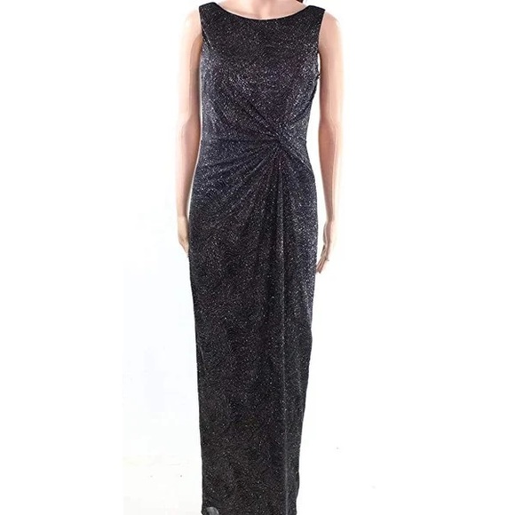 Gathered Swirl-Pattern Sparkle Calvin Klein Gown - Picture 6 of 11